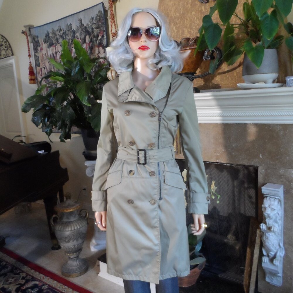 Prada Light Brown Nylon Trench Coat Size IT 38- US 2